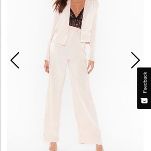 Satin suit champagne colored